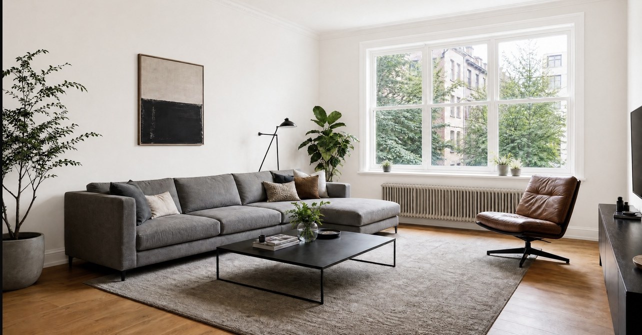 After painting a living room with fresh white walls and clean trim