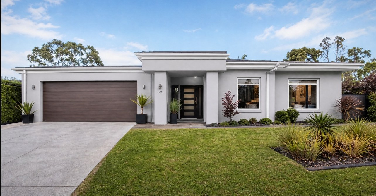 After painting a house exterior in modern grey and white