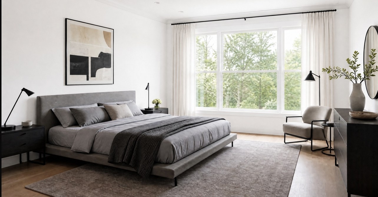 After painting a bedroom with crisp white walls and bright trim