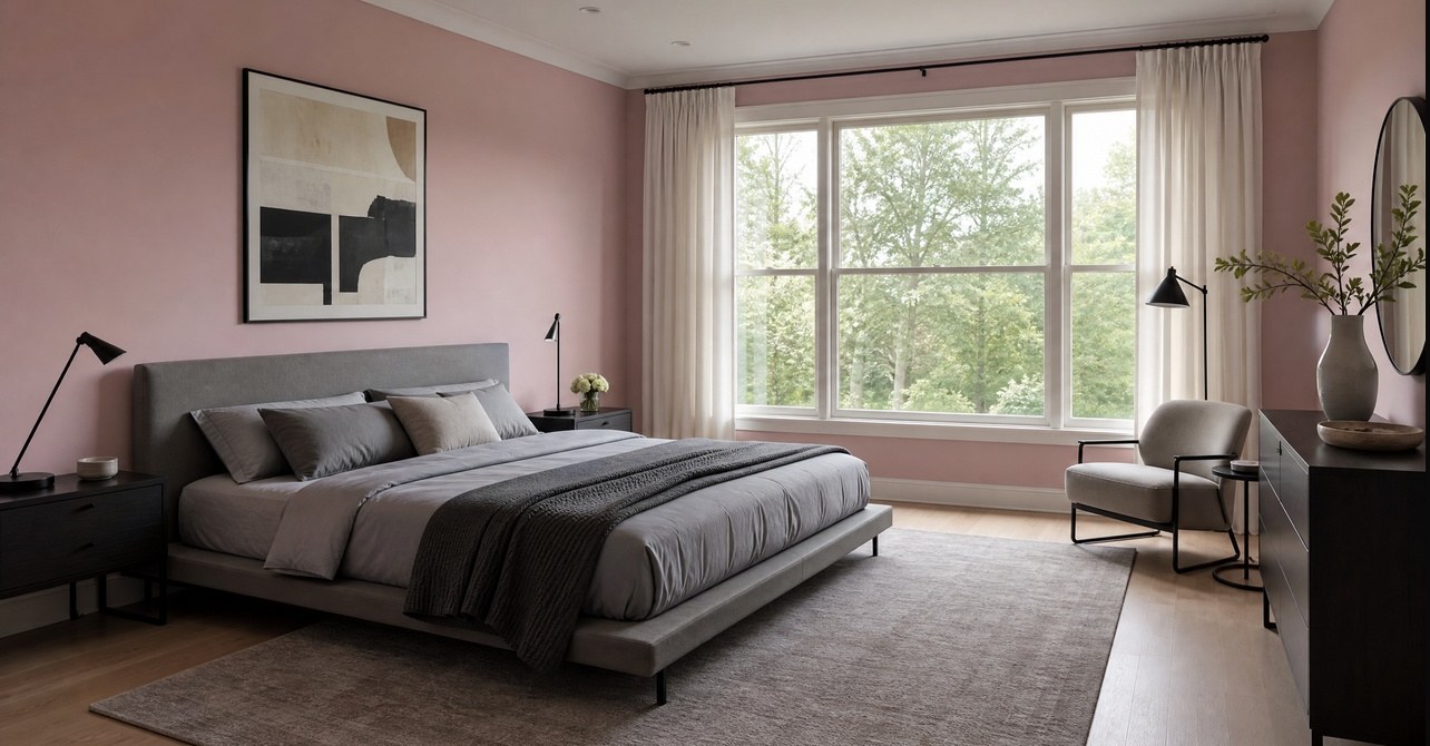 Before painting a bedroom with faded pink and cream walls